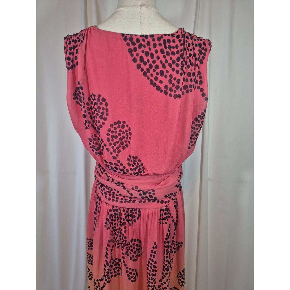 Anthropologie Pink-to-Peach Ombre Midi Dress with Black Floral Motif - Picture 7 of 9